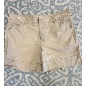 DOCKERS Mid Rise Curvy Women's Khaki Tan Shorts Cotton‎ Size 12 Read